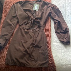 NWT pretty little thing tie front dress